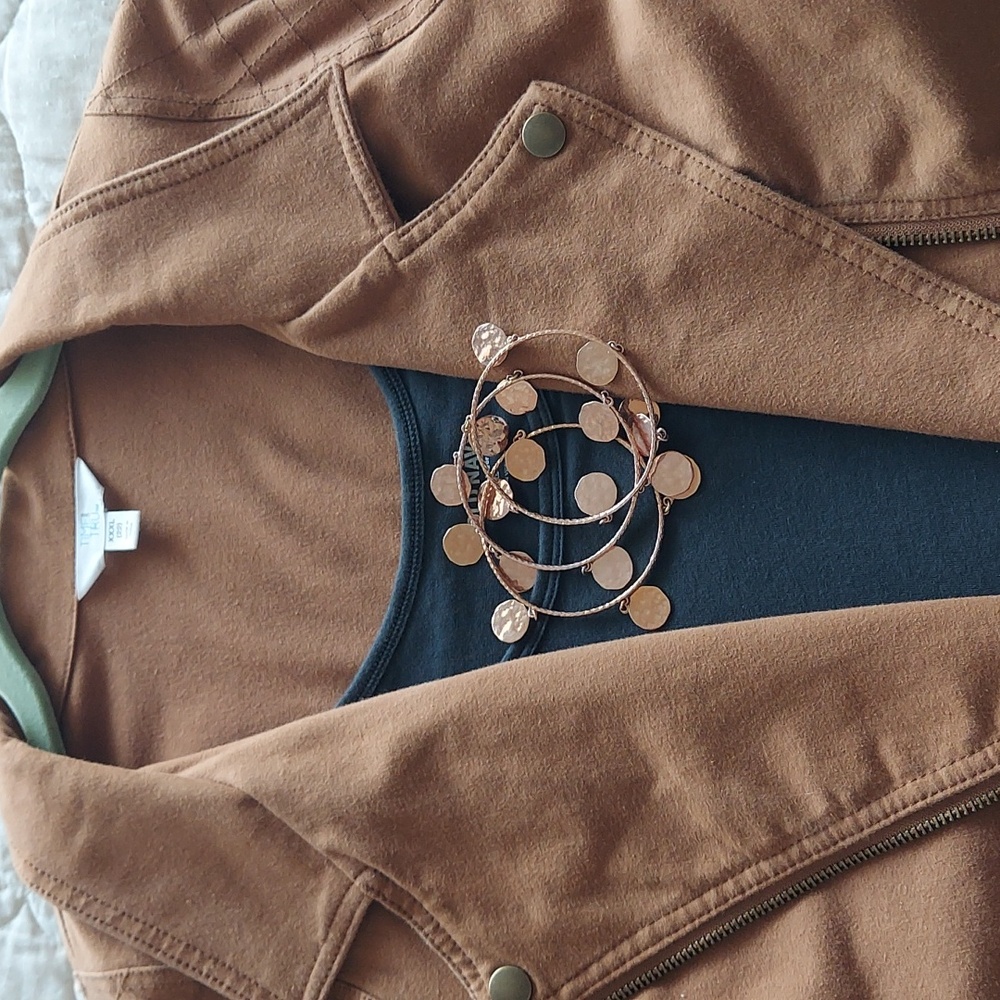 Camel/Tan Moto Jacket (Fits Like 18W-20W) - Picture 10 of 11